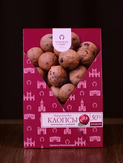 Марципановые клопсы запеченные с клюквой, 150 гр