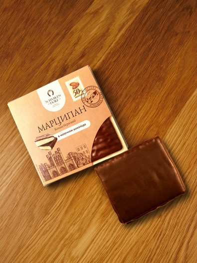 Марципановая плитка в молочном шоколаде, 50 гр